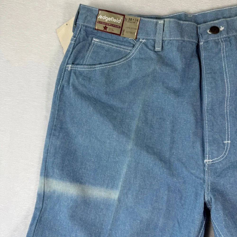 Vintage Sedgefield Blue Cotton Straight Leg Jeans‎ 38x34 NWT Made in USA READ